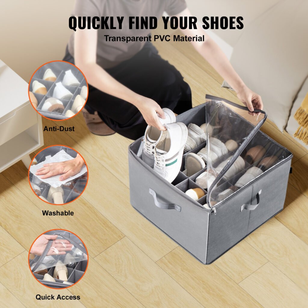 under bed shoe storage 16 compartments, clear lid