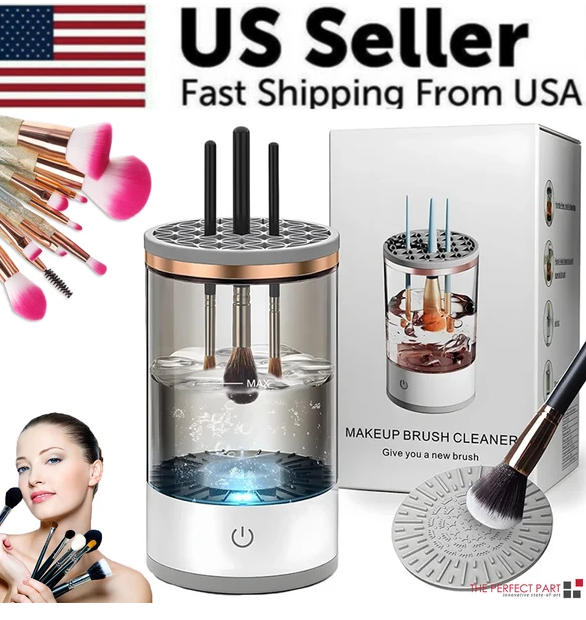automatic makeup brush cleaner washes & dries in 30 seconds