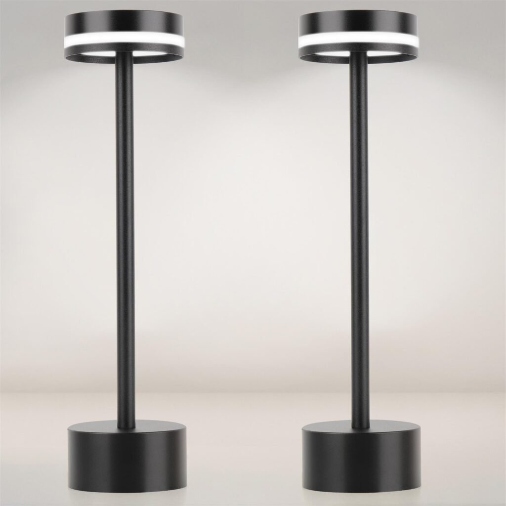 cordless table lamps 2 pack 5000mah, waterproof aluminum