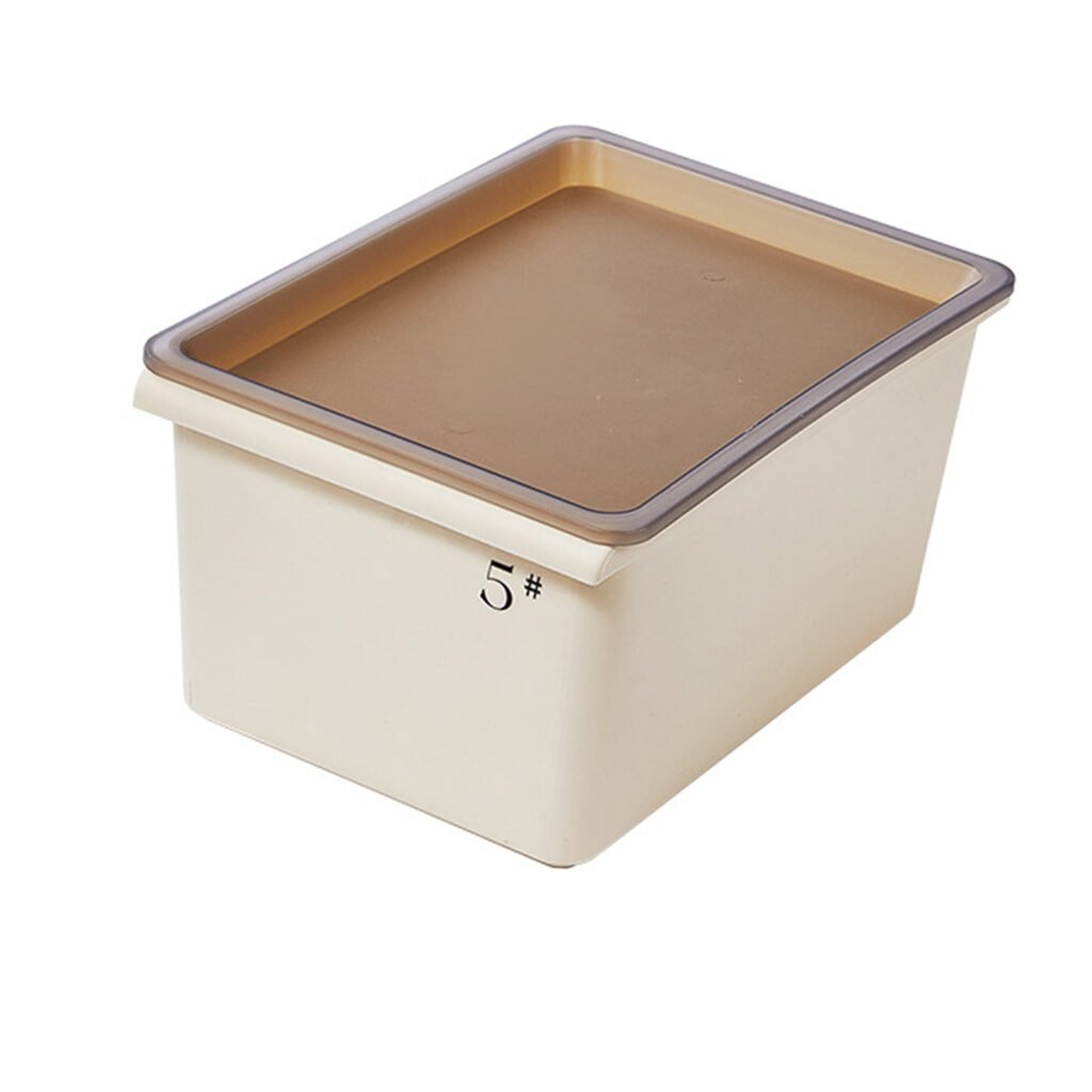 stackable storage box with lid 5l cream minimalist