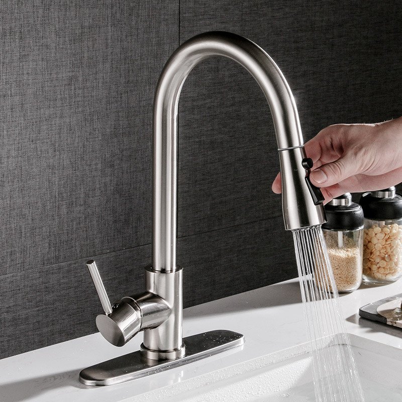 brushed copper pull out kitchen faucet hot & cold sprayer