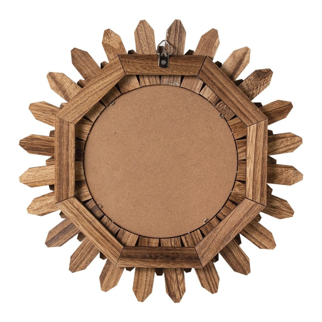 boho sunburst wall mirror 12 inch rustic wood, housewarming gift