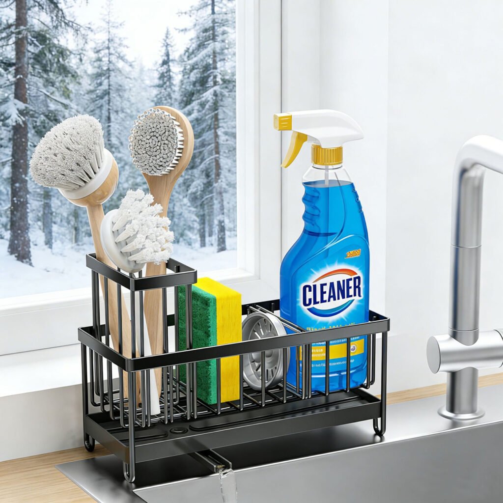 sink sponge & soap rack keeps the edge of your sink dry