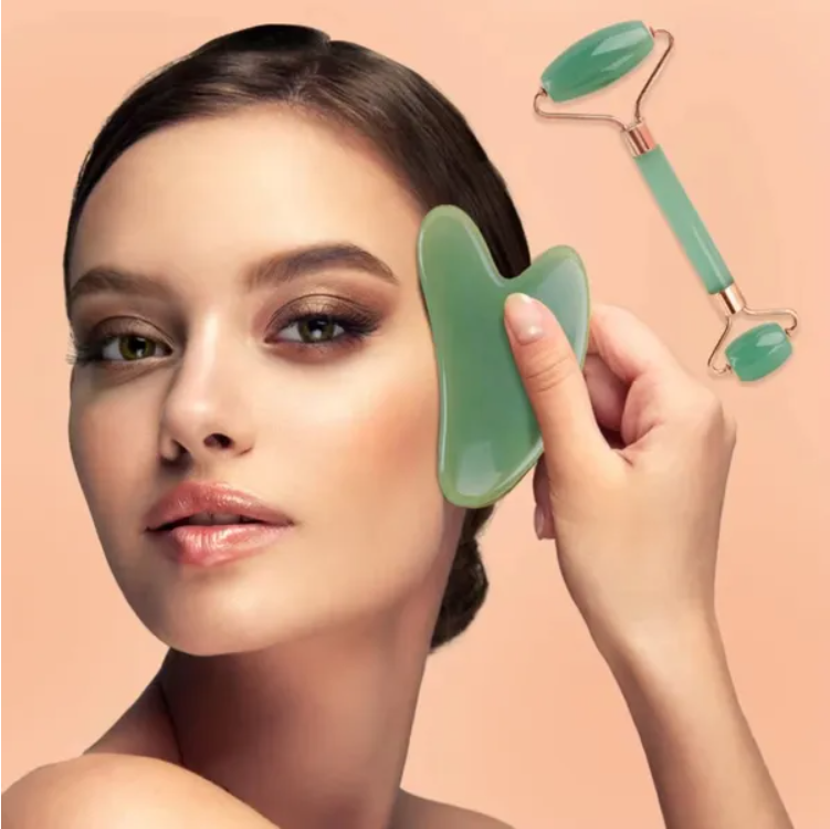 gua sha board set of 2 natural resin face & body scrapers