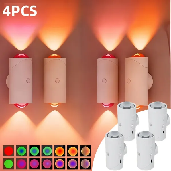 rechargeable magnetic wall lights 4 pack dimmable, no wiring