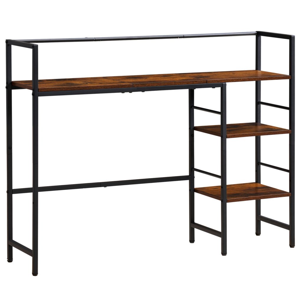 4 tier desktop bookshelf metal & wood monitor hutch