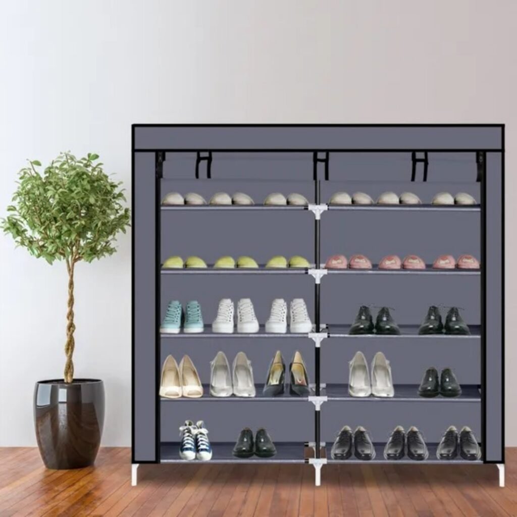 7 tier portable shoe cabinet fabric cover keeps dust off