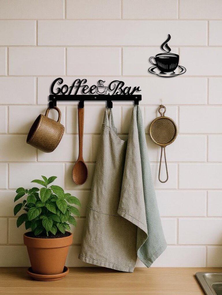 wall mounted coffee mug rack frees up a whole cabinet shelf