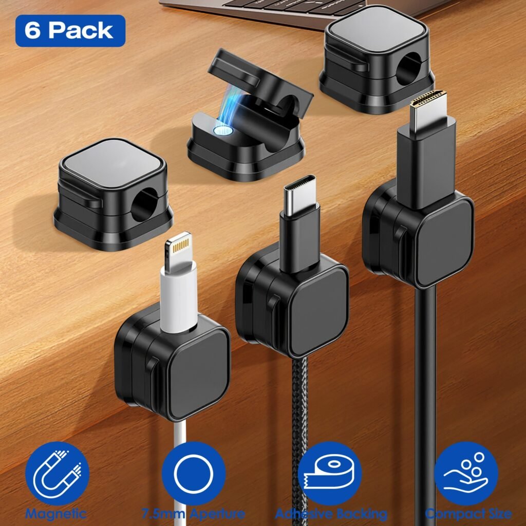 magnetic cable clips 6 pack cords stop falling behind the desk